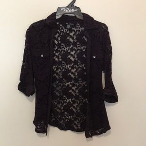 Purple lace button up shirt
